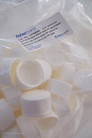 24mm polypropylene white screw lids