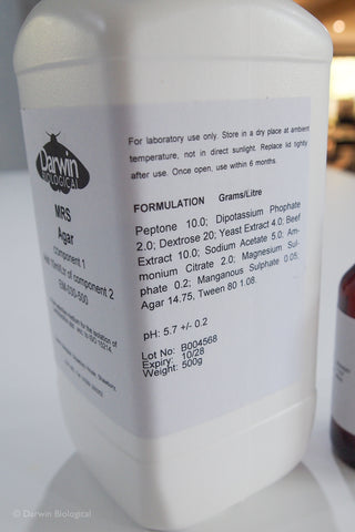 MRS Powdered Agar ingredient formulation list
