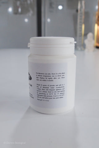 MacConkey Agar with Salt in plastic bottle with instructions for use