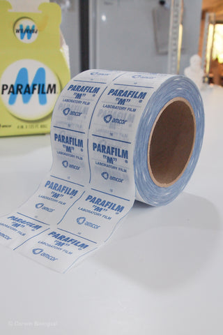 Roll of Parafilm M with cardboard dispensing box in background